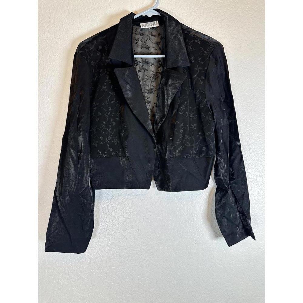 Women’s Black Cropped Bolero Mesh Jacket Sz Medium to Large Whimsigoth